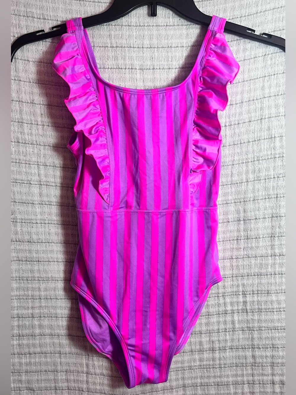Cat & Jack Pink and Purple Striped Ruffle One-Piece Swimsuit